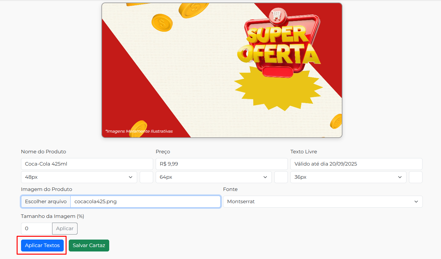 Aplicar textos e personalizar fonte e cor